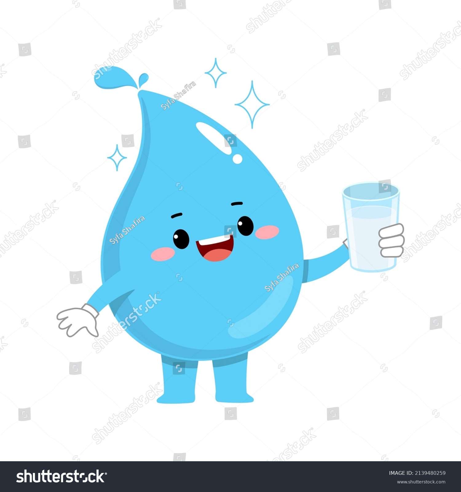 Cute Light Blue Water Drop Cartoon Stock Vector (Royalty Free ...