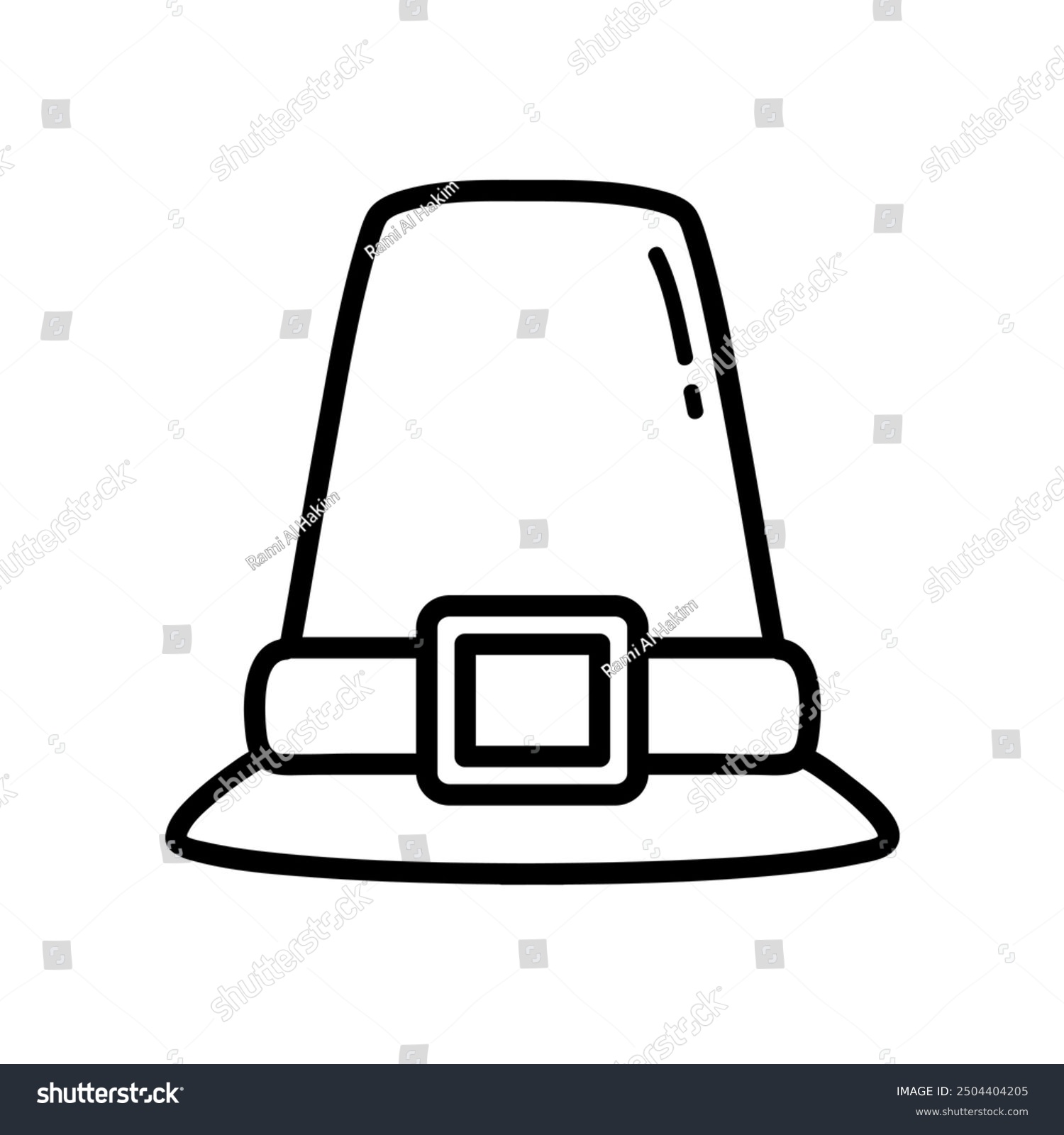 black pilgrim hat outline, thanksgiving concept clip art preview