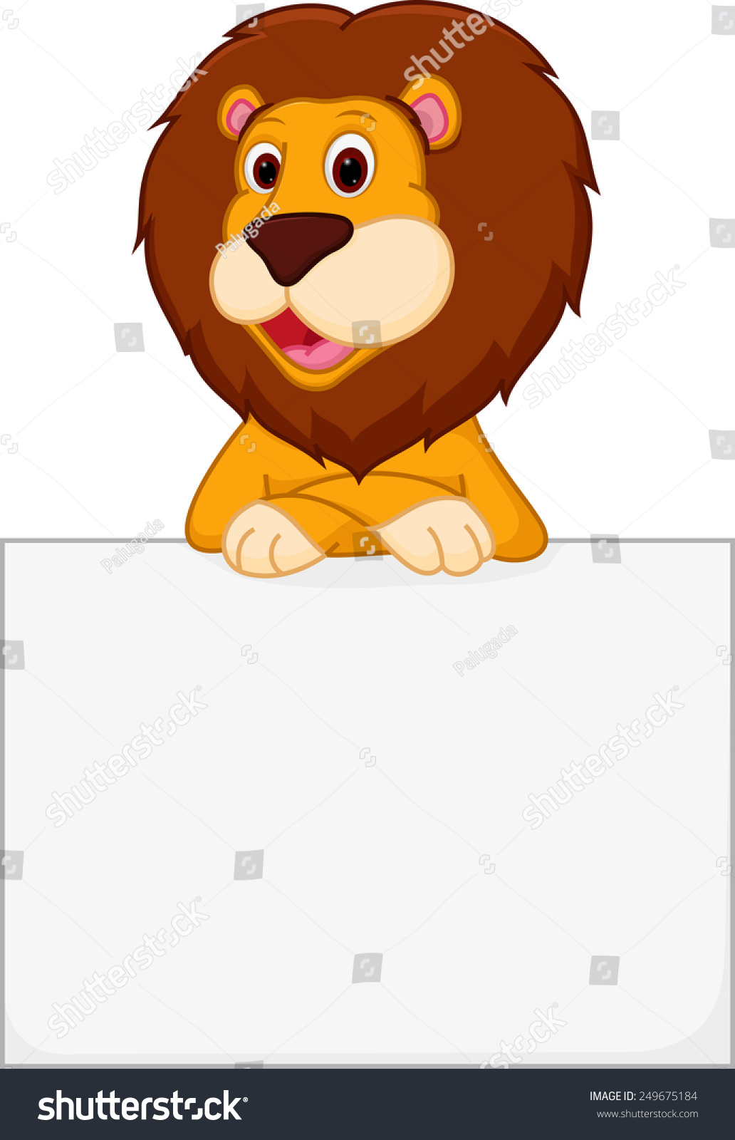 Cute Lion Cartoon Holding Sign Stock Vector (Royalty Free) 249675184 ...