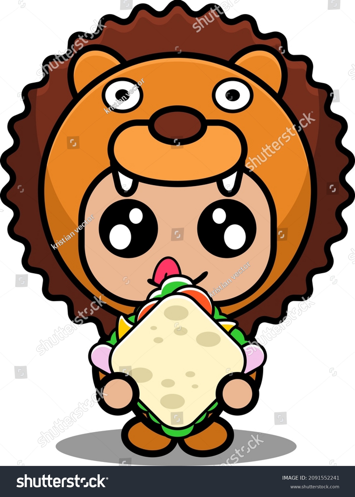 Cute Lion Mascot Costume Cartoon Character Stock Vector (Royalty Free ...