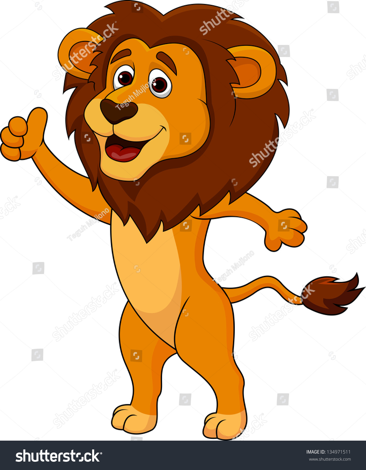 Cute Lion With Thumb Up Stock Vector 134971511 : Shutterstock