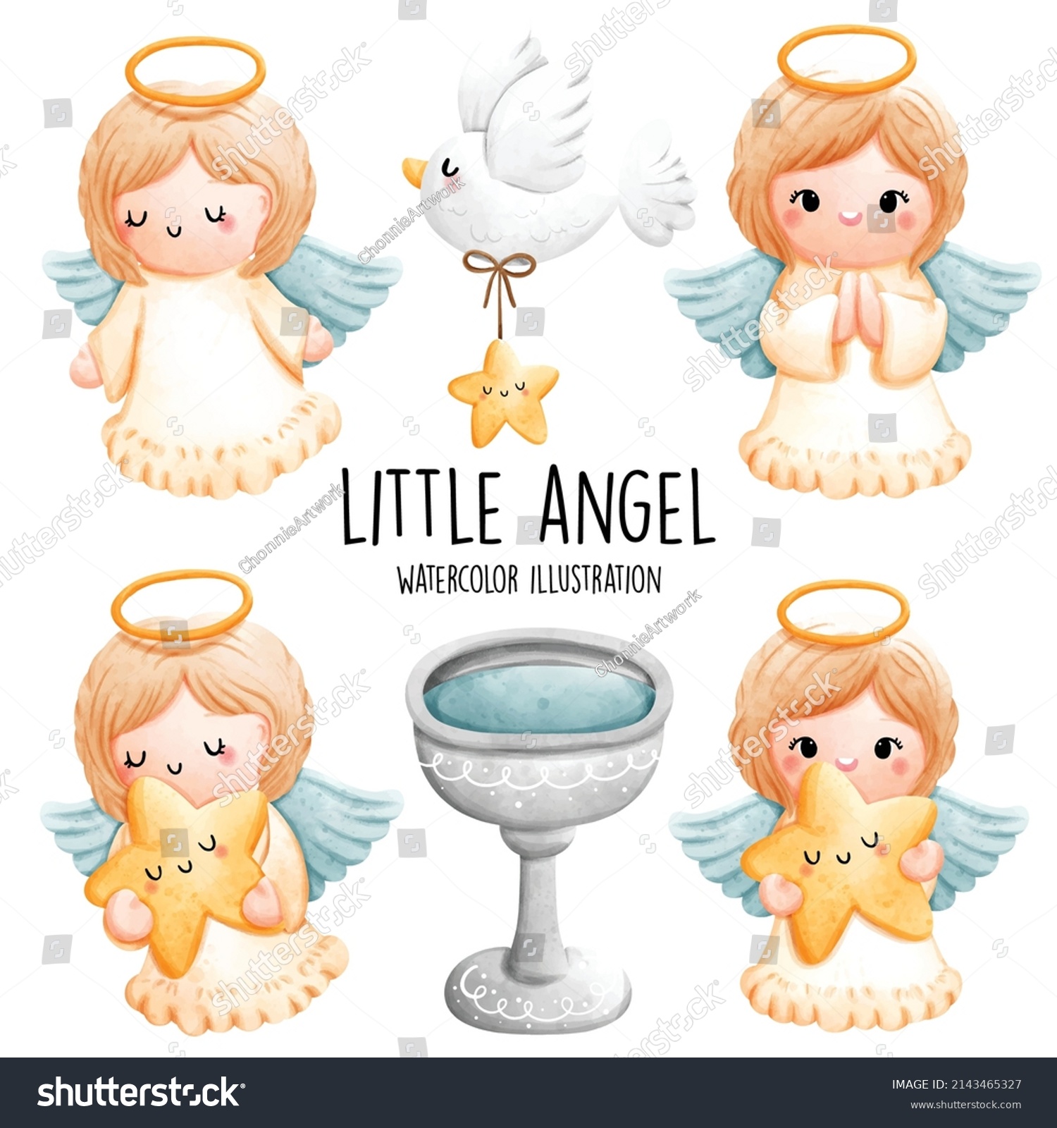 Cute Little Angel Vector Illustration Stock Vector (Royalty Free ...