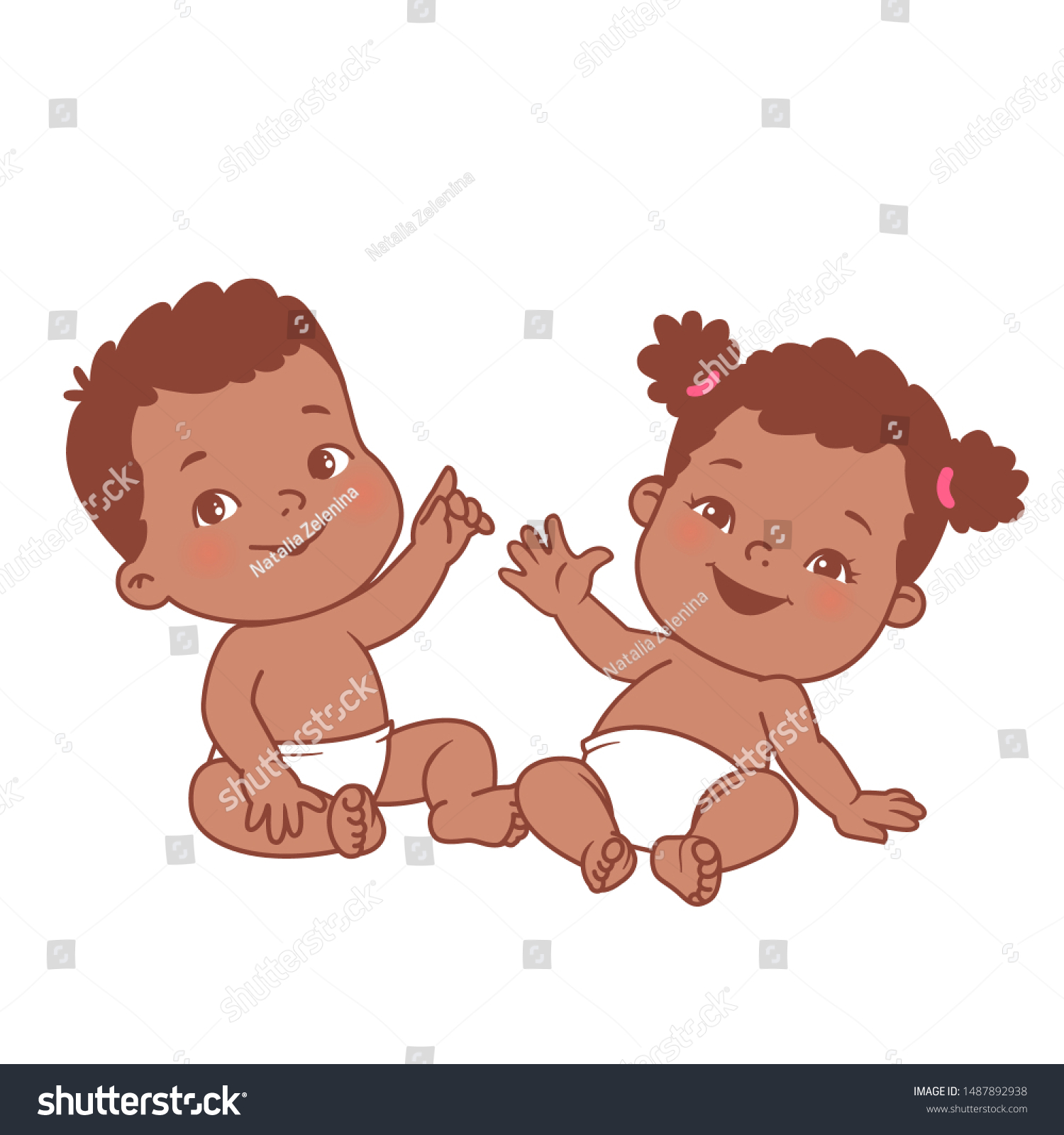 Cute Little Baby Girl Boy Diapers Stock Vector Royalty Free