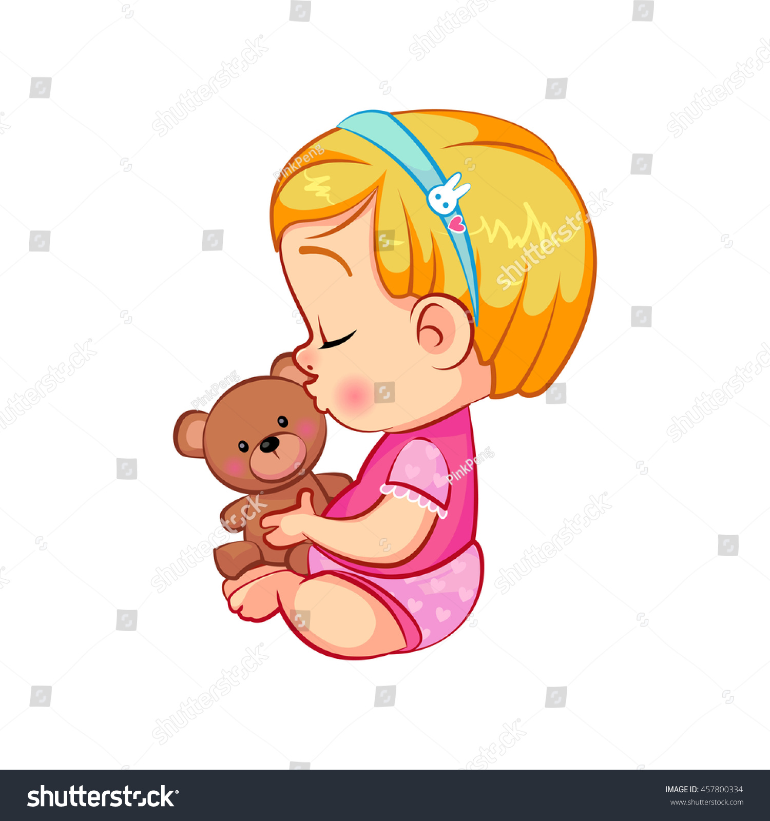cute little baby girl kissing her のベクター画像素材 ロイヤリティ
