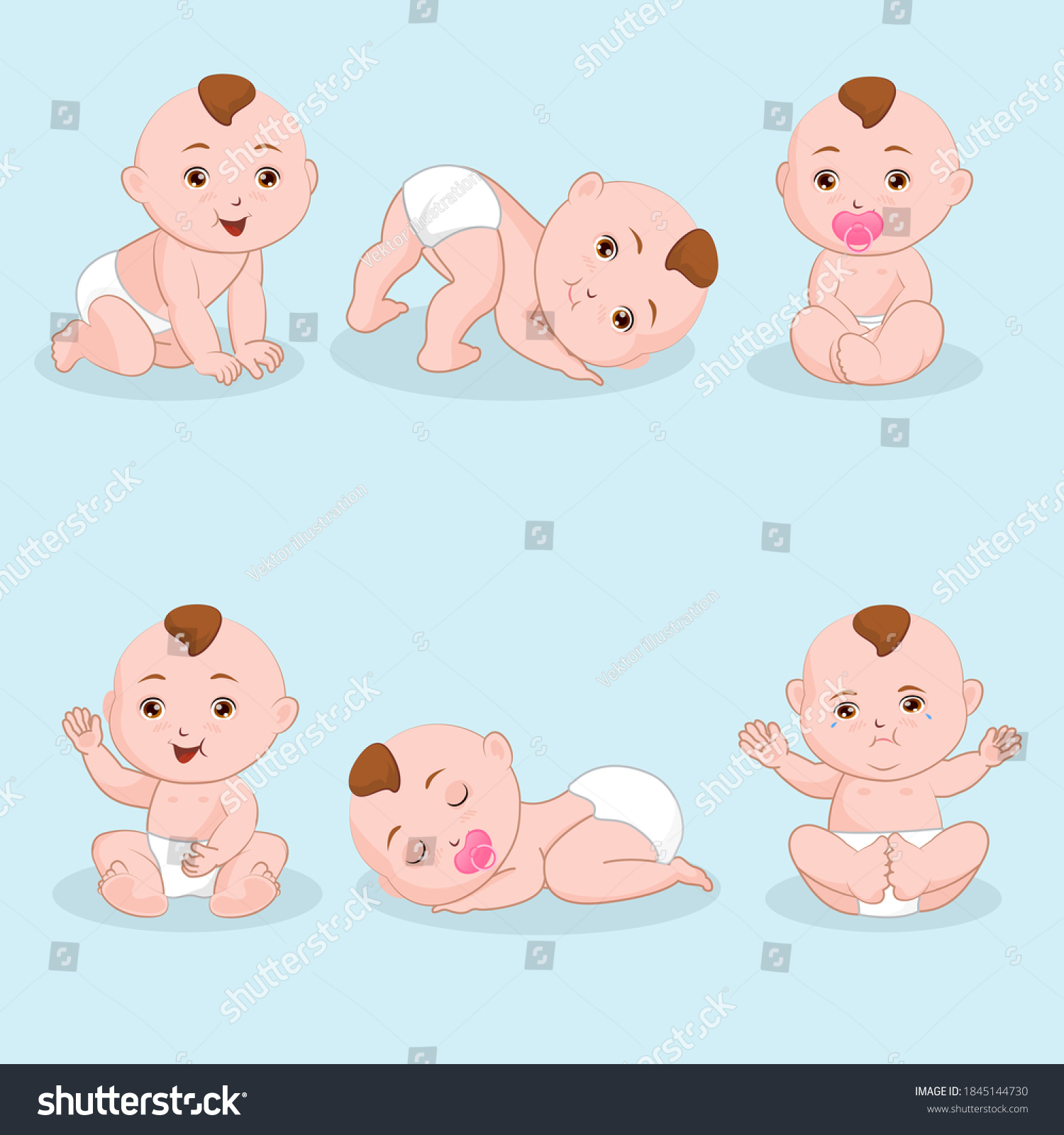 かわいい双子の赤ちゃんをセットに ベビーシャワーのイラスト 双子の女の子と男の子 異なる兄弟のペア 手をなびく妹と兄 ベクター画像のカラーイラスト のベクター画像素材 ロイヤリティフリー Shutterstock