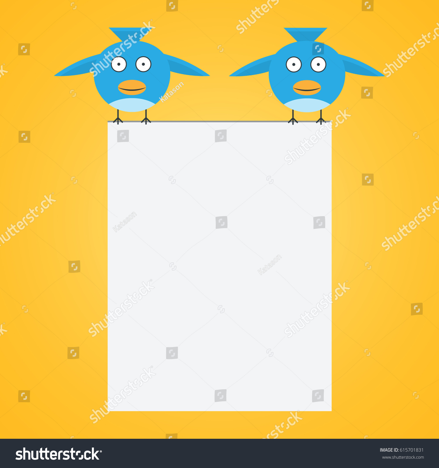 Cute Little Birds Holding Banner Vector: Vector De Stock (libre De ...