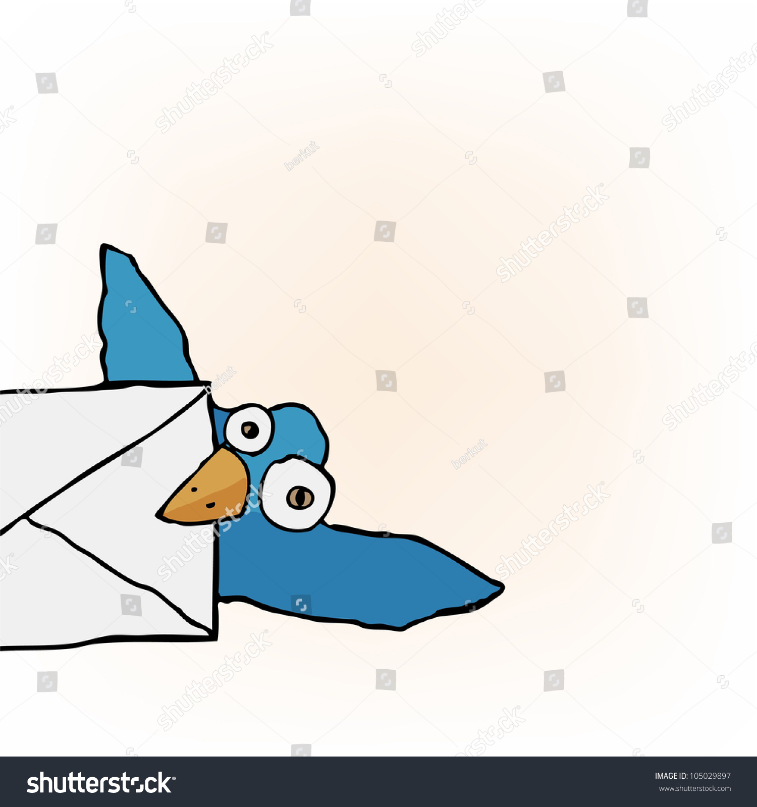 Cute Little Blue Bird Carrying Envelope Stock Vector Royalty Free