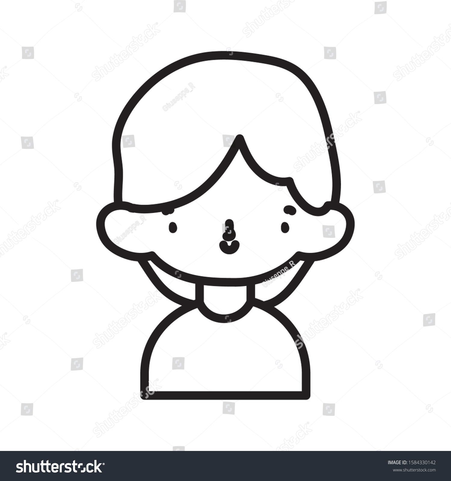 Cute Little Boy Cartoon Character Portrait Stock Vector (Royalty Free ...