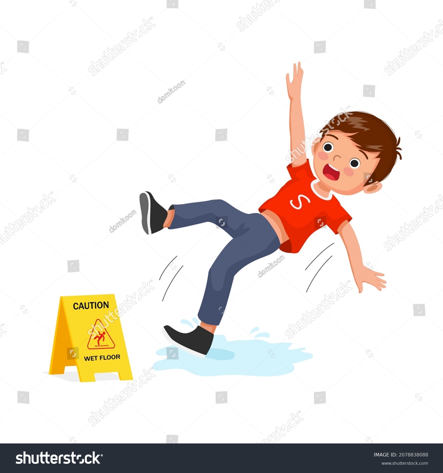 Cute Little Boy Having Accident Slipping Stock Vector (Royalty Free ...