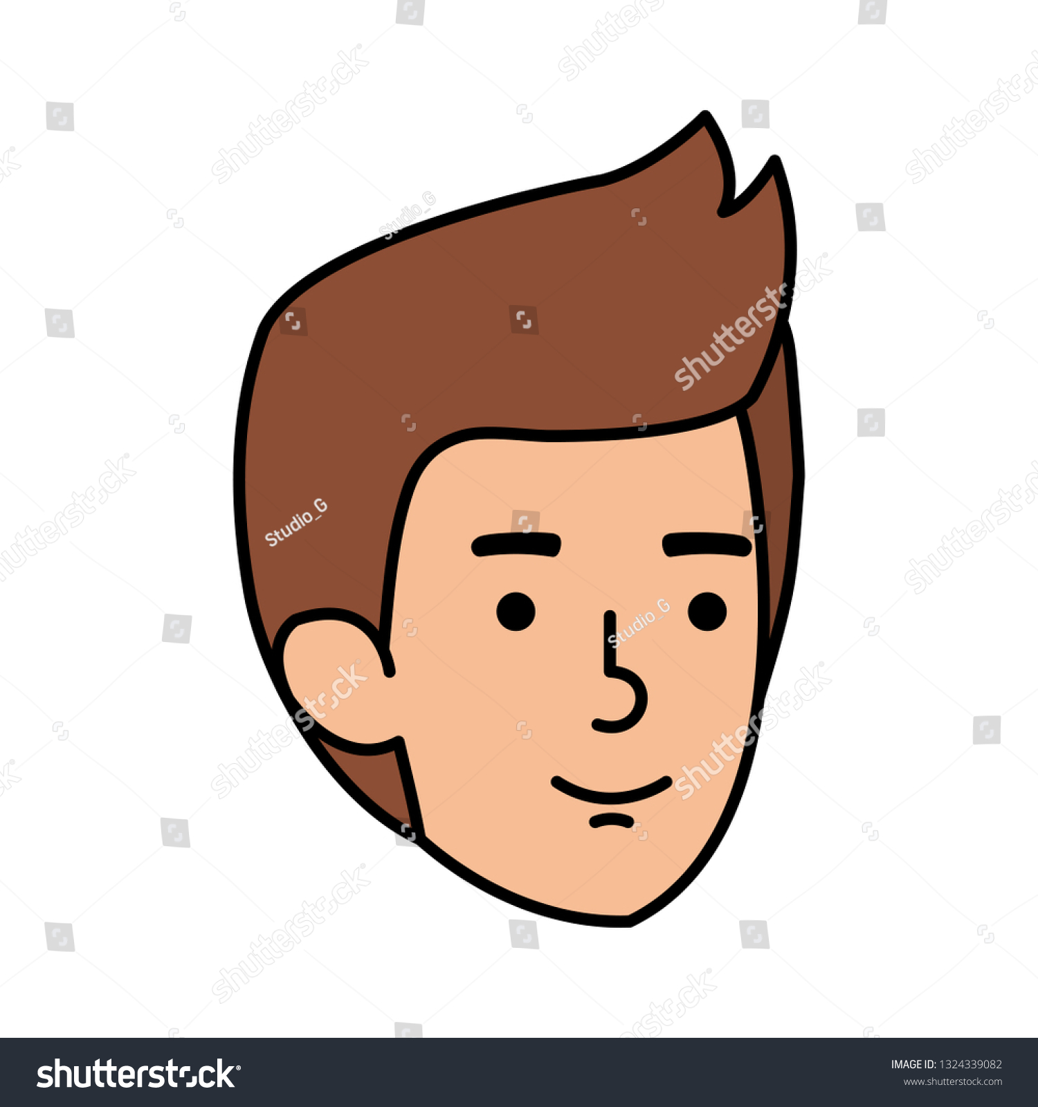 Cute Little Boy Head Character Stock Vector Royalty Free 1324339082