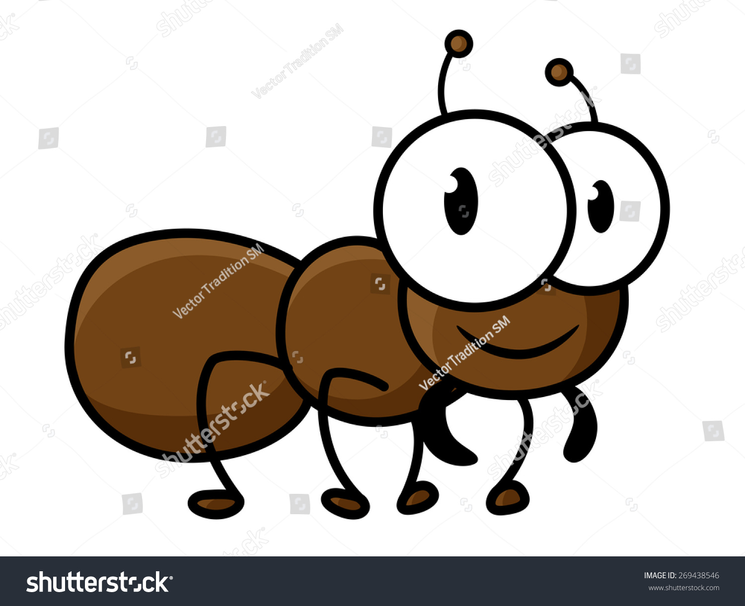 Cute Little Brown Ant Cartoon Character Stock Vector (Royalty Free ...