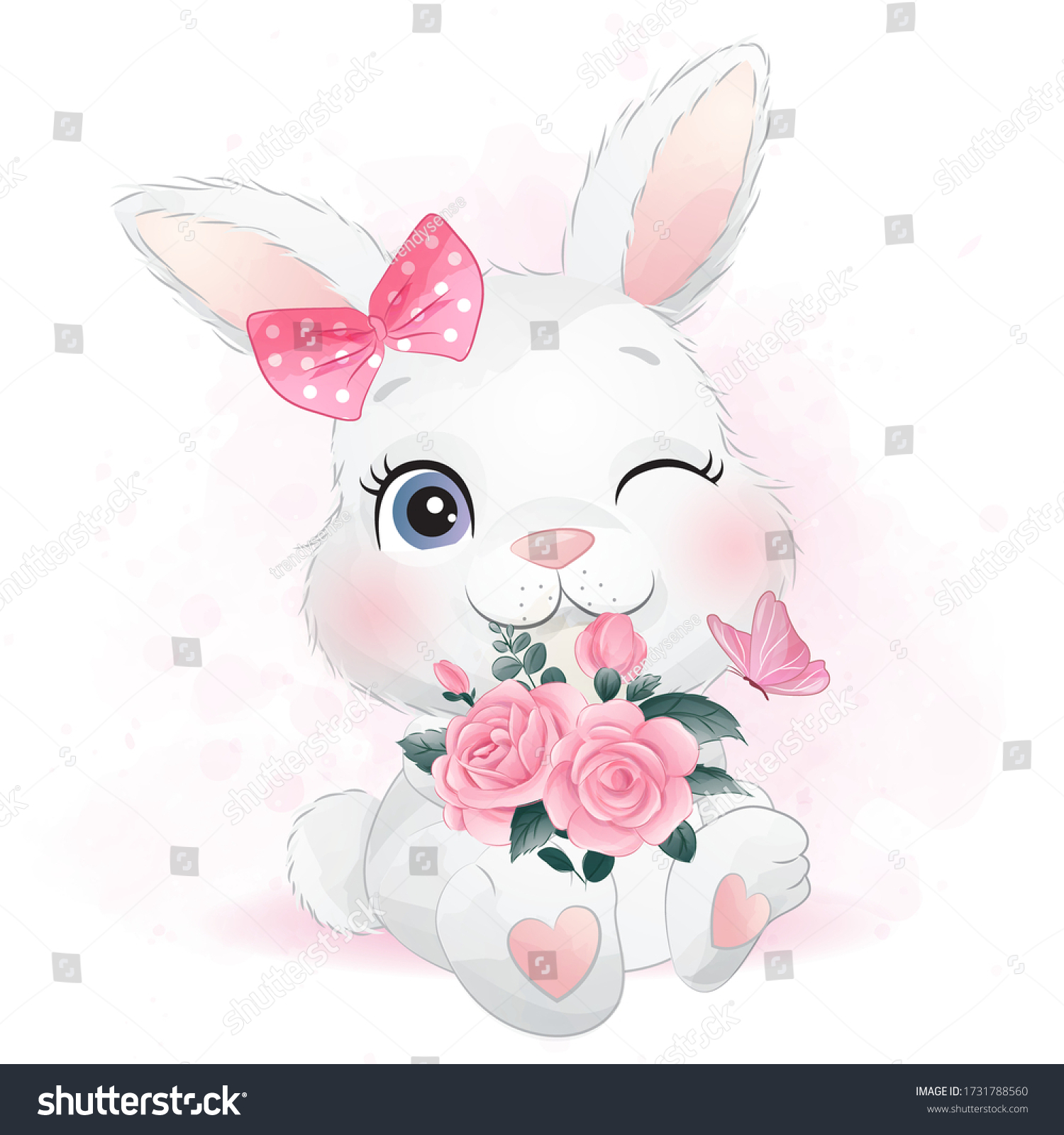 Cute Little Bunny Floral Stock Vector (Royalty Free) 1731788560 ...