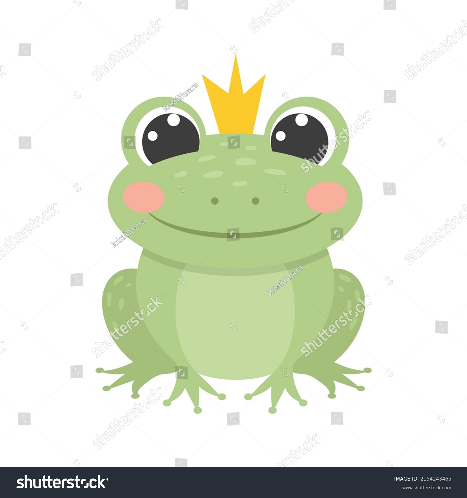 Cute Little Cartoon Frog Prince Isolated Stock Vector (Royalty Free ...