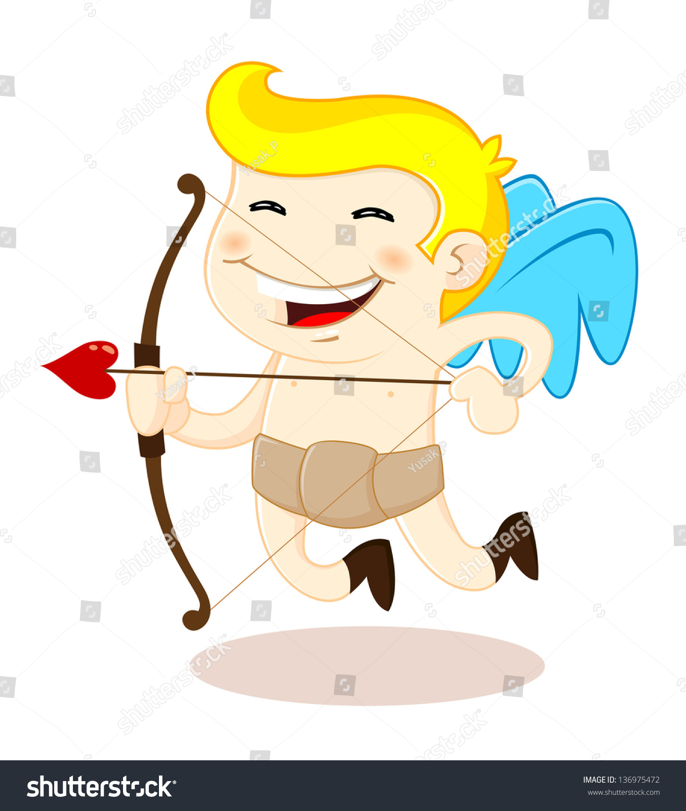 Cute Little Cupid Holding Bow Arrow Stock Vector Royalty Free 136975472 Shutterstock 2200