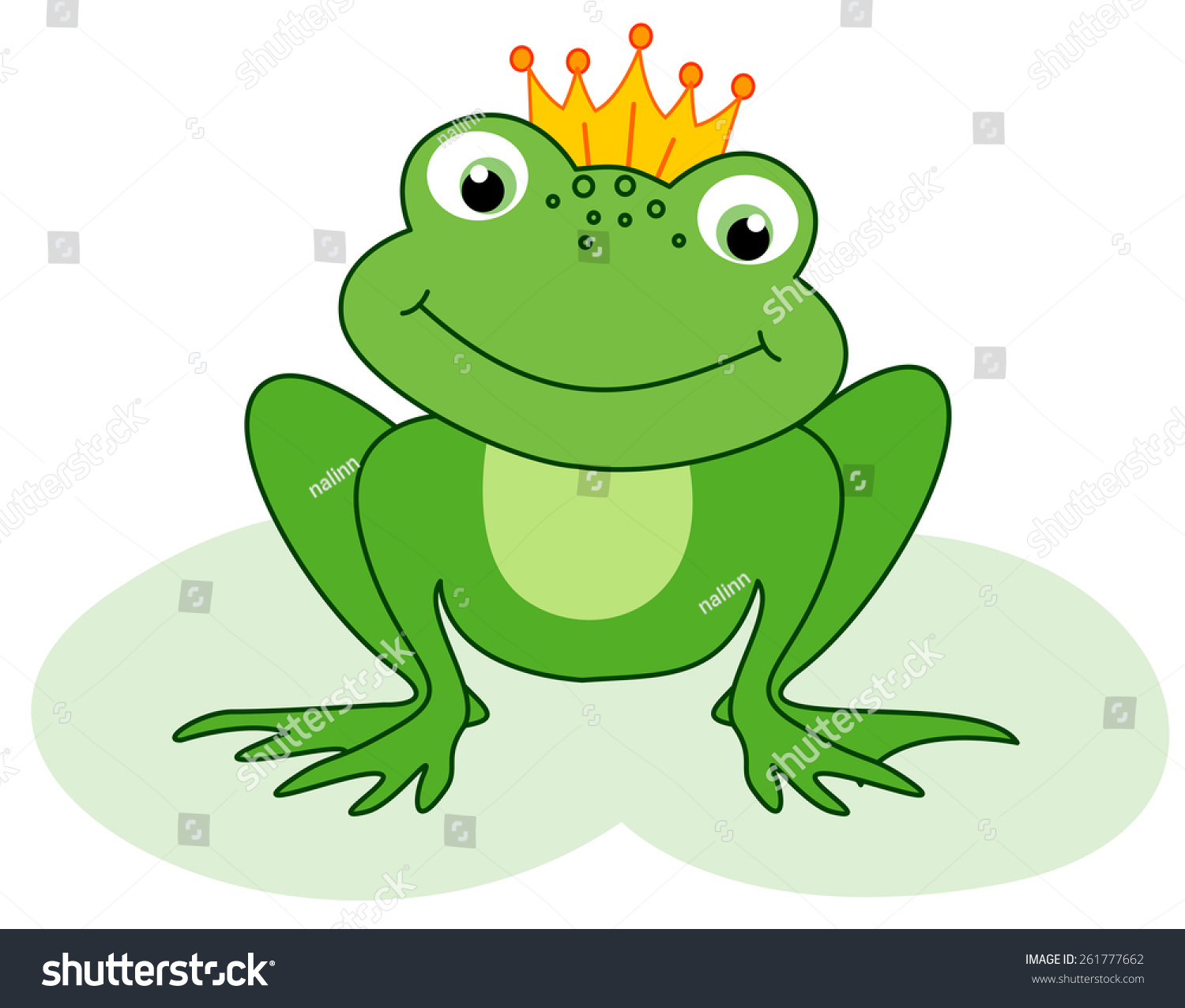 Cute Little Frog Prince With A Golden Crown On Its Head Illustration ...