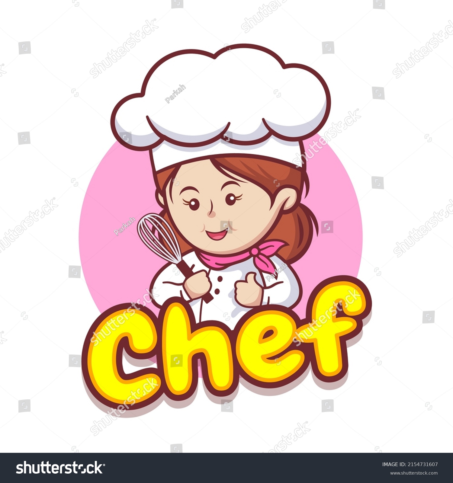 Cute Little Girl Chef Character Holding Stock Vector (Royalty Free ...