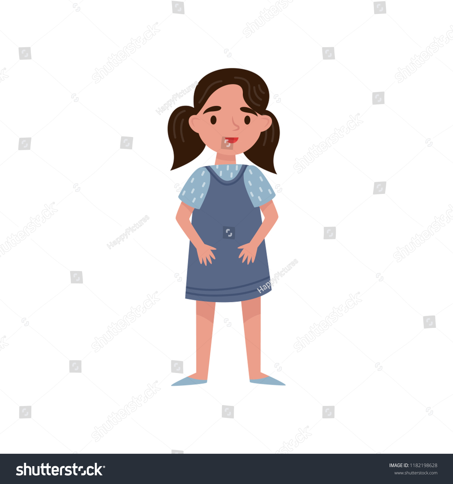 Cute Little Girl Vector Illustration On Stock Vector (royalty Free 