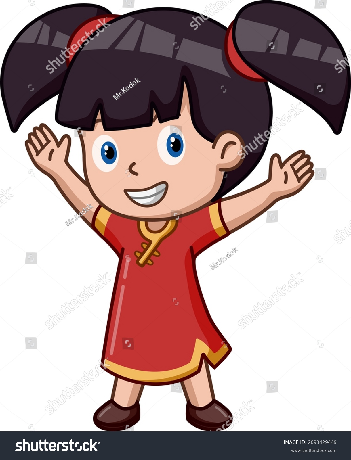 Cute Little Girl Wearing Traditional Chinese Stock Vector (Royalty Free ...