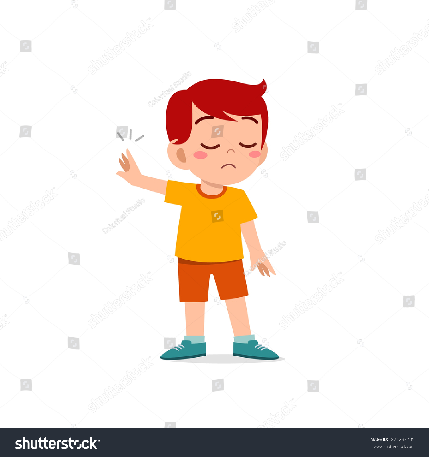 Cute Little Kid Boy Show Refuse Stock Vector (Royalty Free) 1871293705 ...