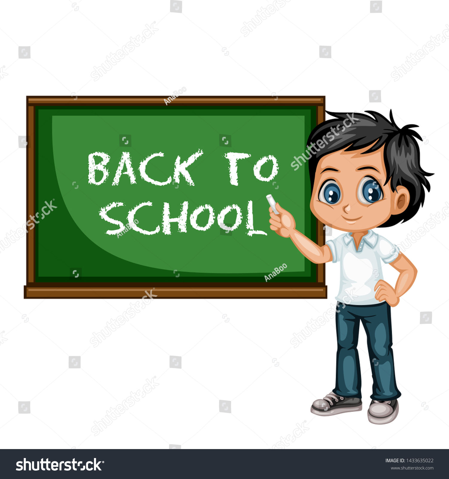 Cute Little Kid School Clothes Standing Stock Vector (Royalty Free ...