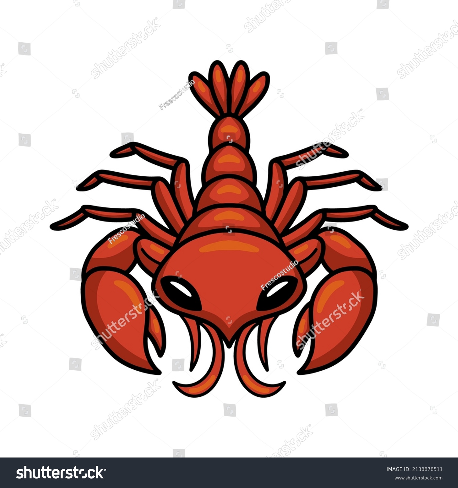 Cute Little Lobster Cartoon Character Stock Vector (Royalty Free ...