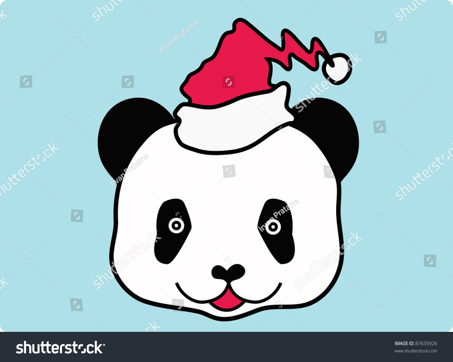 Cute Little Panda Wear Santa Hat Stock Vector Illustration 87635926 ...