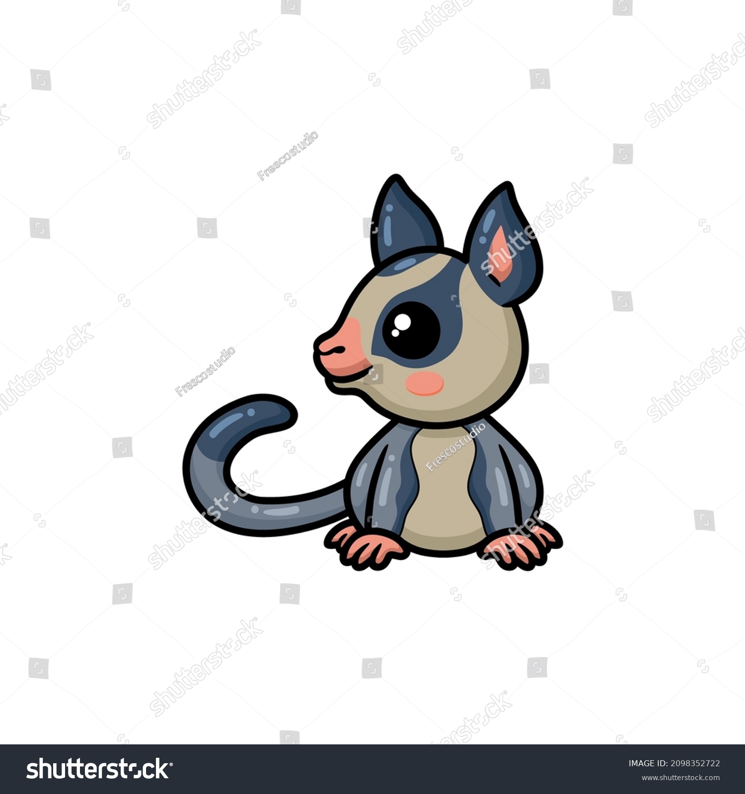 Cute Little Sugar Glider Cartoon Stock Vector (Royalty Free) 2098352722