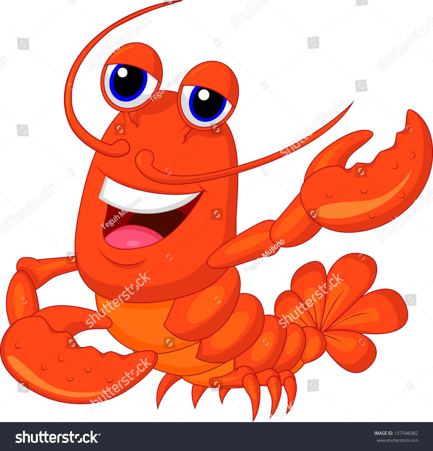 Cute Lobster Cartoon Waving Stock Vector 157546982 : Shutterstock