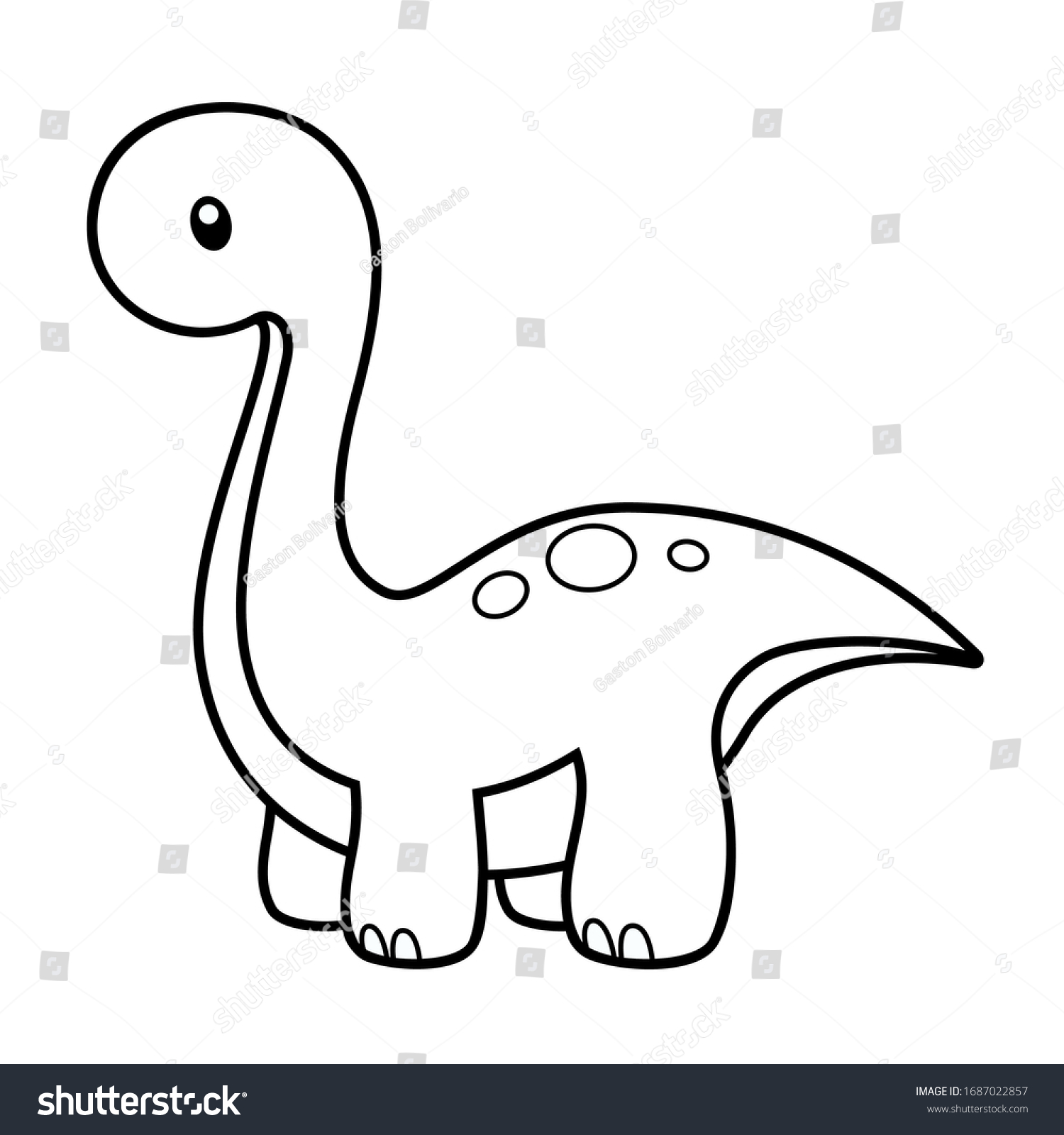 Cute Long Neck Dinosaur Coloring Page Stock Vector Royalty Free 1687022857 Shutterstock