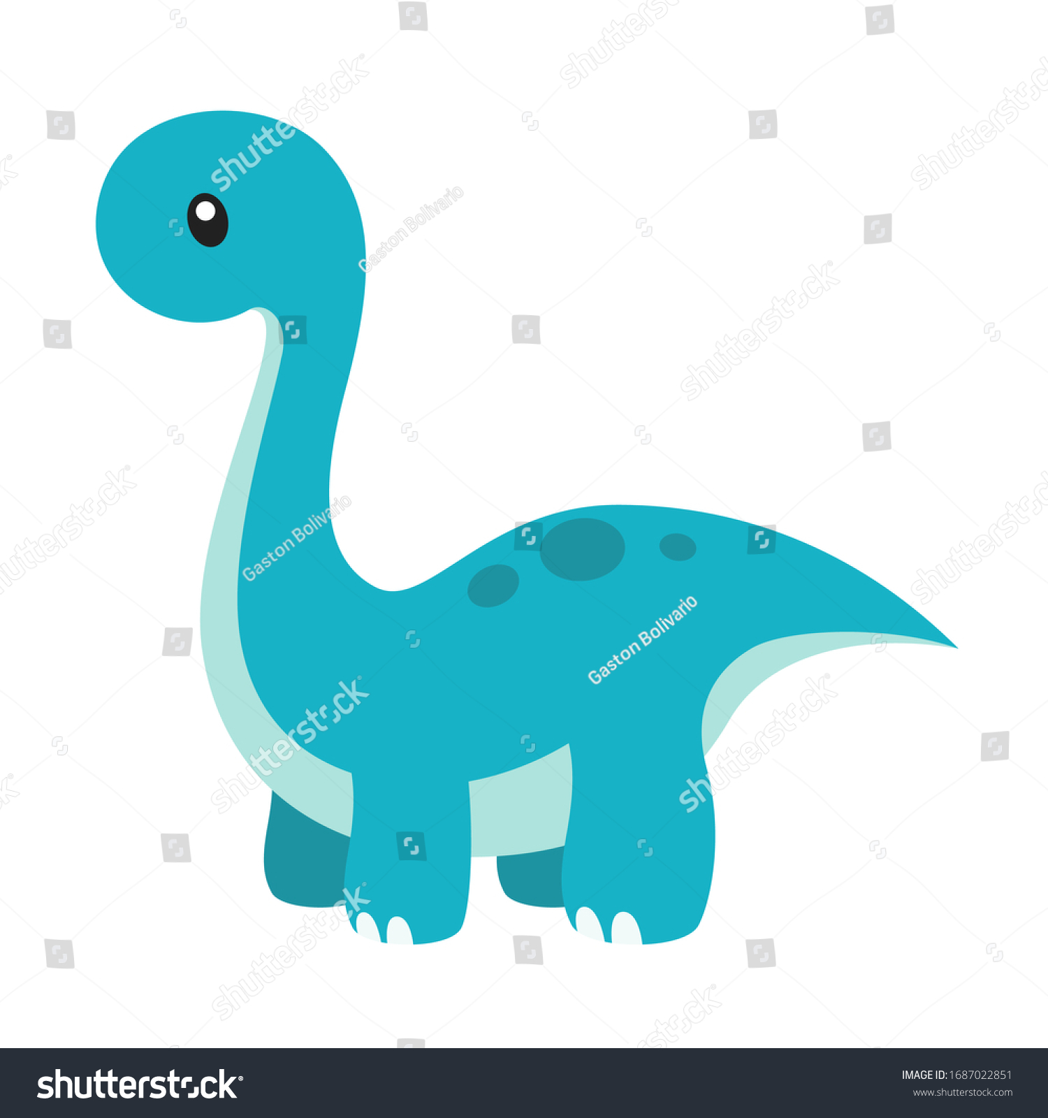 Cute Long Neck Dinosaur Vector Illustration Stock Vector (Royalty Free ...