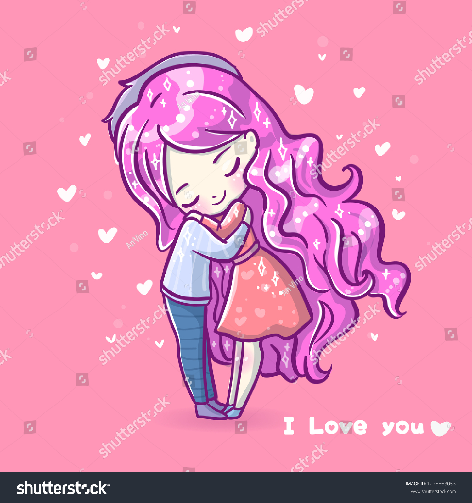 Cute Love Vector Illustration Kawaii Anime Stock Vector Royalty Free