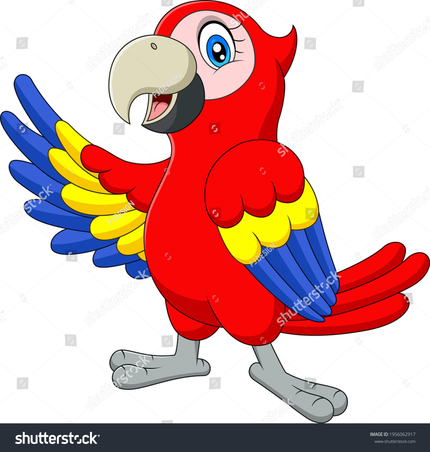 Cute Macaw Bird Cartoon Posing Stock Vector (Royalty Free) 1956062917 ...