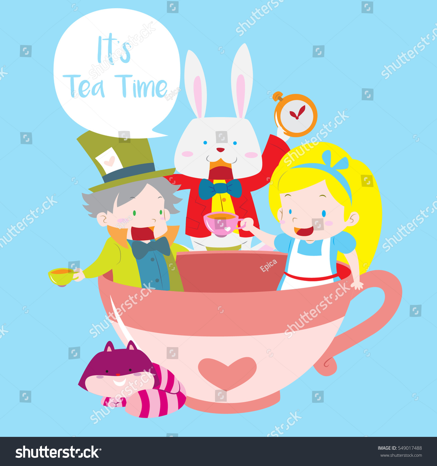 Cute Mad Hatter Tea Party Alice Stock Vector Royalty Free