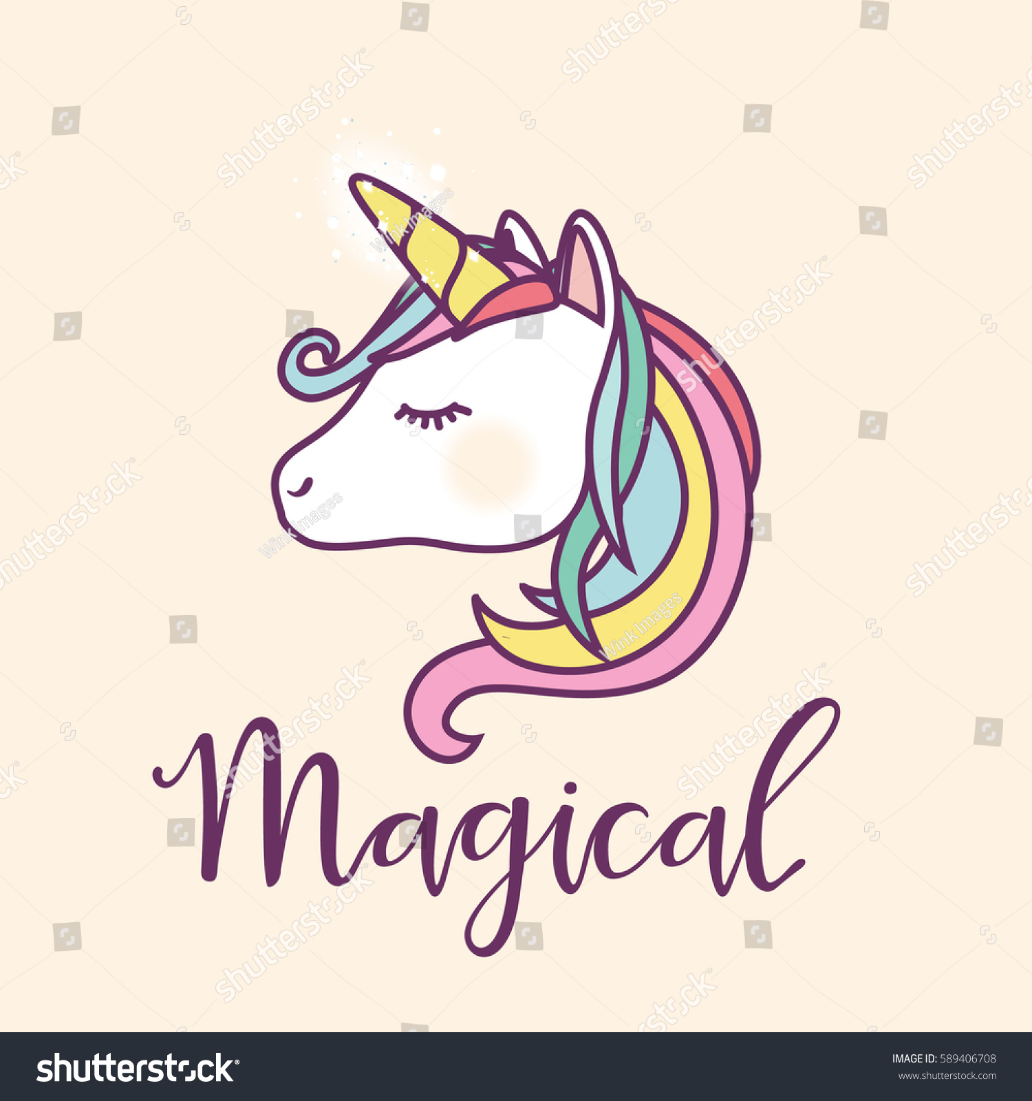 Cute Magical Unicorn Head Vector Design Stock Vector Royalty Free Cute Magical Unicorn Head Vector Design Stock Vector Royalty Free