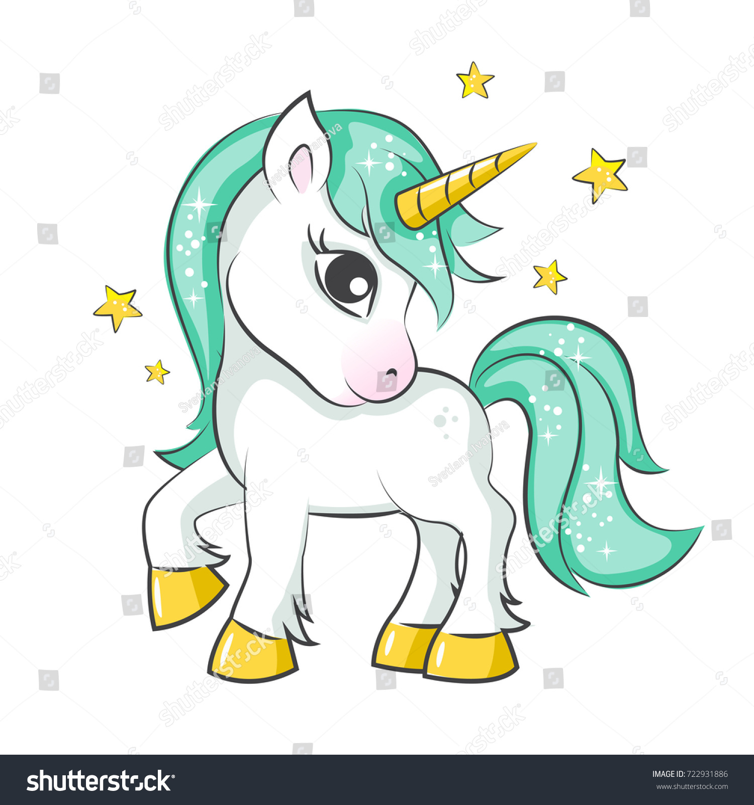 Cute Magical Unicorn Vector Design On Stock Vector 722931886 - Shutterstock