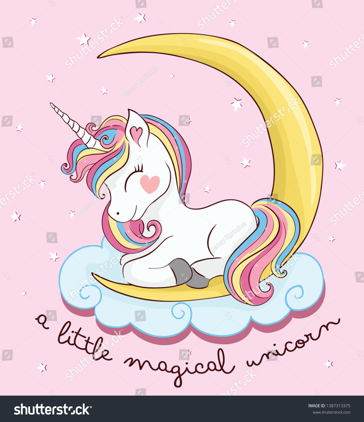 Cute Magical Unicorn Vector Illustration Stock Vector Royalty Free 1387313375 Shutterstock 9617