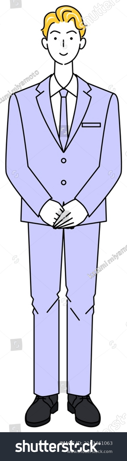 Cute Man Standing Suit Standby Posture Stock Vector (Royalty Free ...