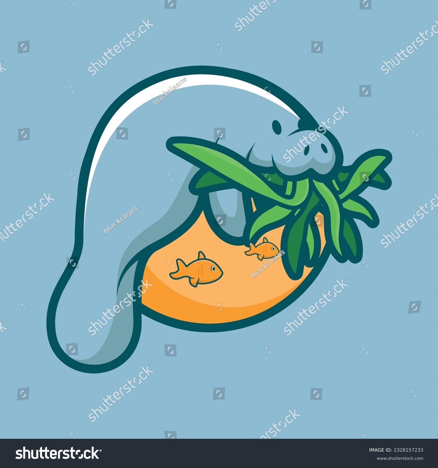 SVG of Cute Manatee Cartoon Characters Logo Illustrations. Cute Animal Logo. svg