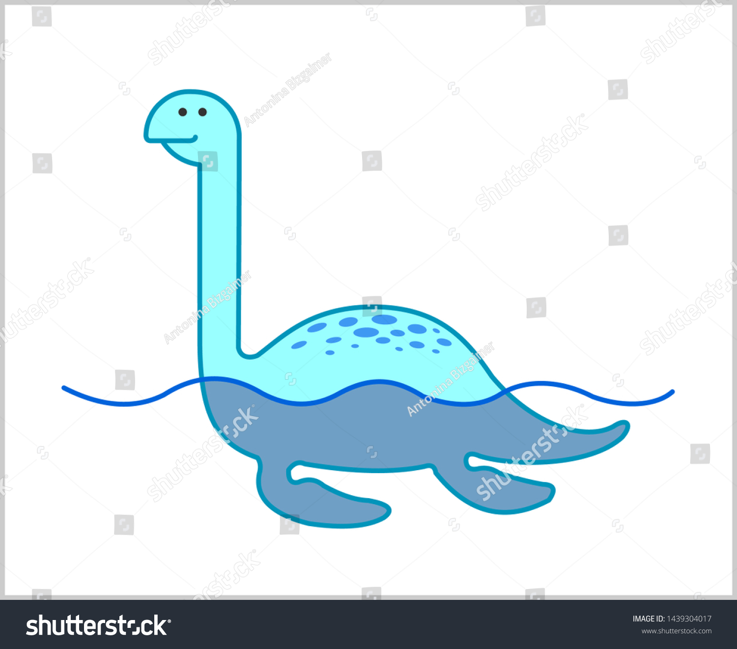 Cute Marine Dinosaur Flippers Dino Loch Stock Vector (Royalty Free ...