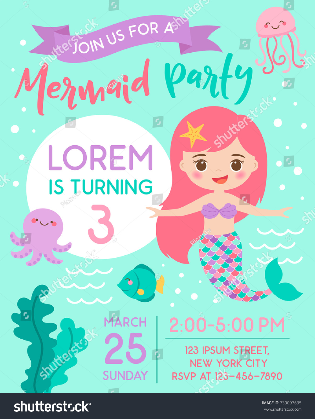 cute mermaid sea life