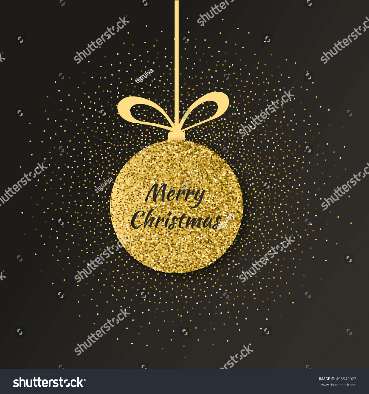 Cute Merry Christmas Background Glamour Golden Stock Vector Royalty Free 496542022 2867