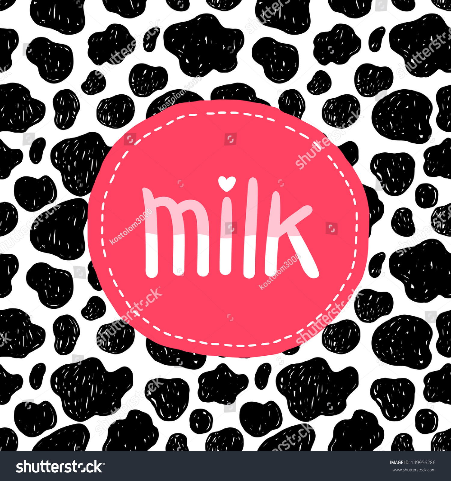 Cute Milk Background. Cow Pattern Postcard Stock Vector Illustration ...