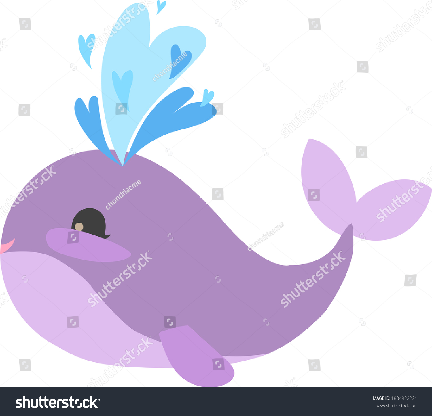 かわいいミニマリズム的な漫画のクジライラスト ハートを持つ小クジラ ベビークジラの素敵なはがき のベクター画像素材 ロイヤリティフリー