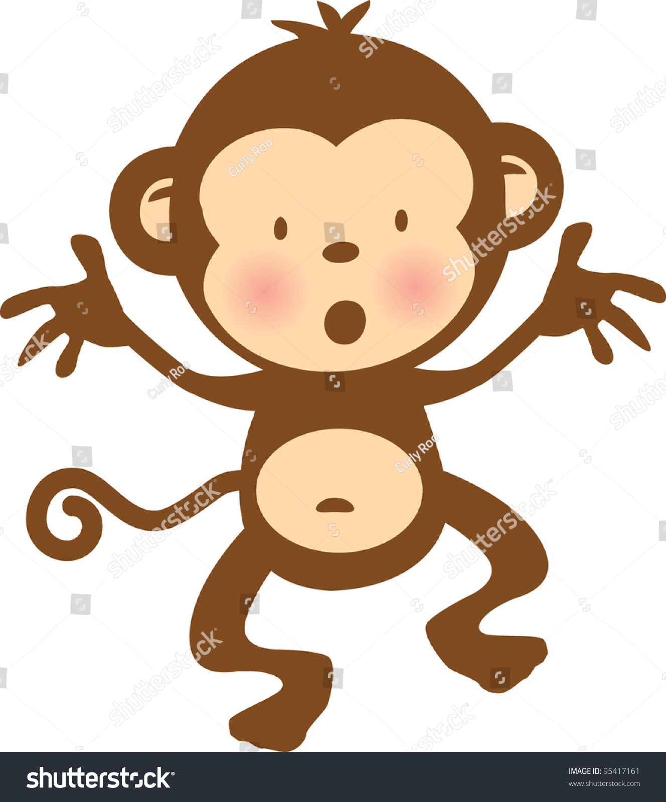 Cute Monkey Vector Graphic Illustration Print Stock Vector 95417161 ...