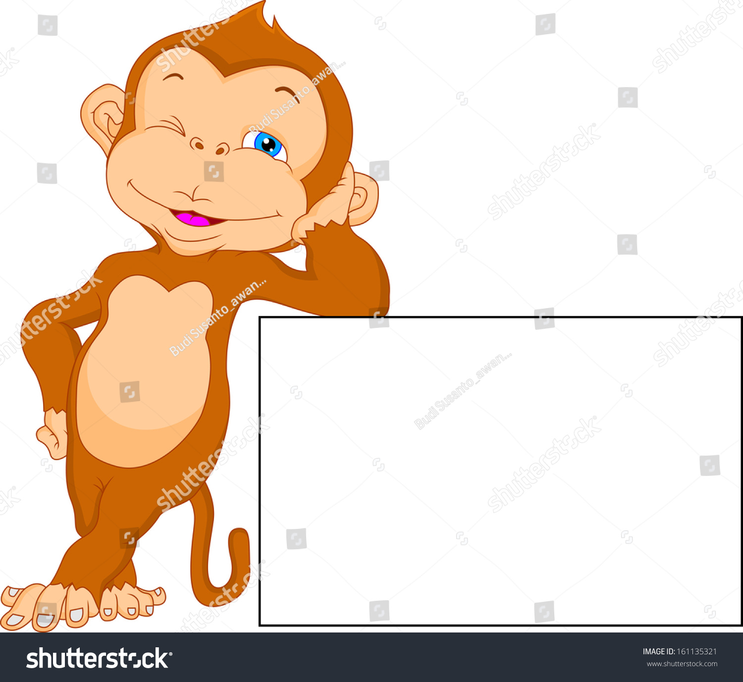 Cute Monkey Blank Sign Stock Vector (Royalty Free) 161135321 | Shutterstock