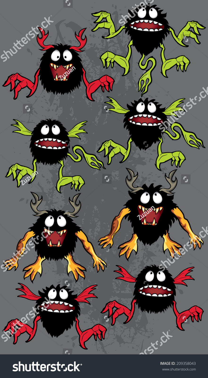 Cute Monster Imp Toy Cartoon Wings Stock Vector (Royalty Free) 209358043