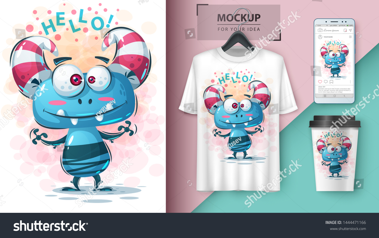 Download Cute Monster Mockup Your Idea Vector Stock Vector Royalty Free 1444471166