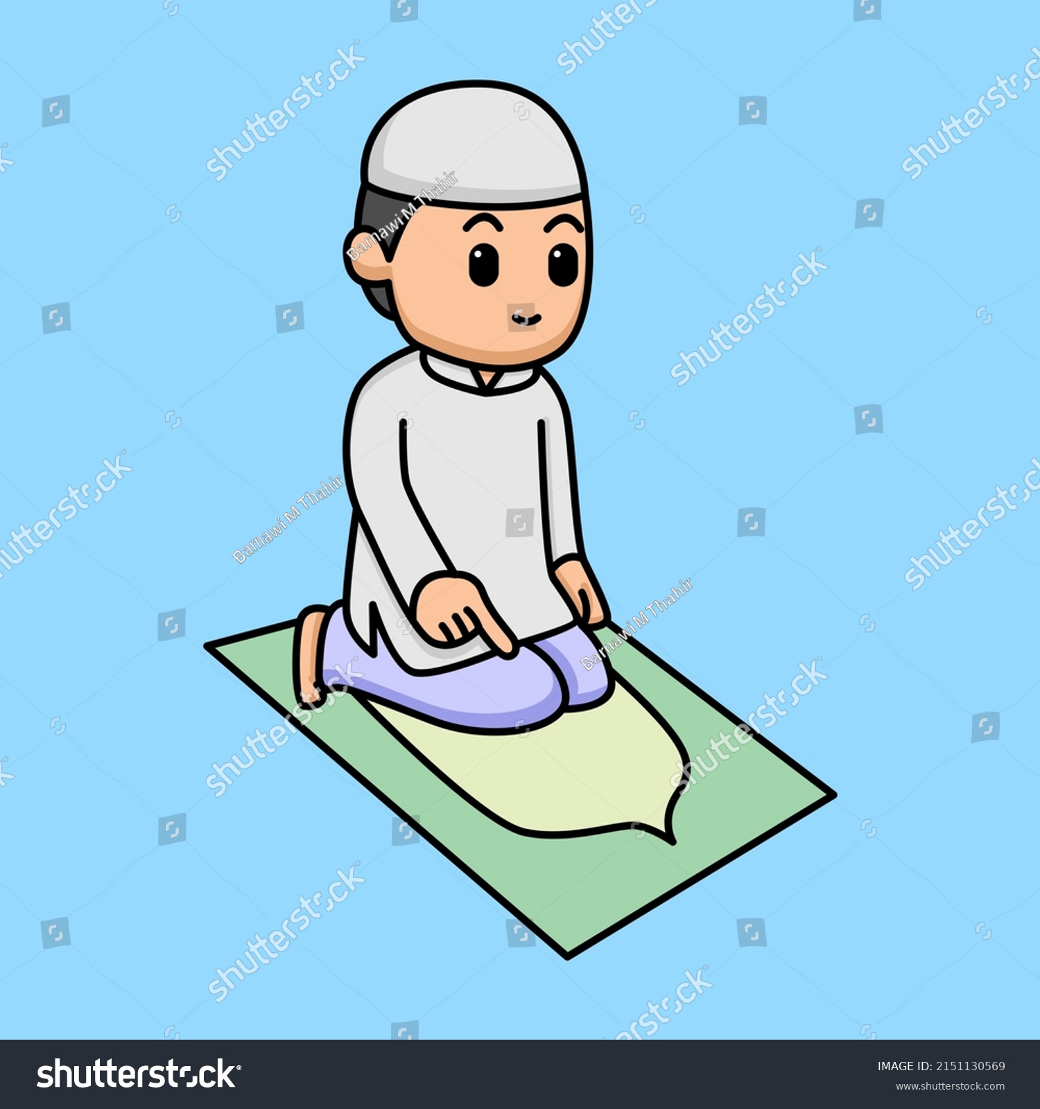 Cute Muslim Boy Praying Cartoon Design Stock Vector (Royalty Free ...