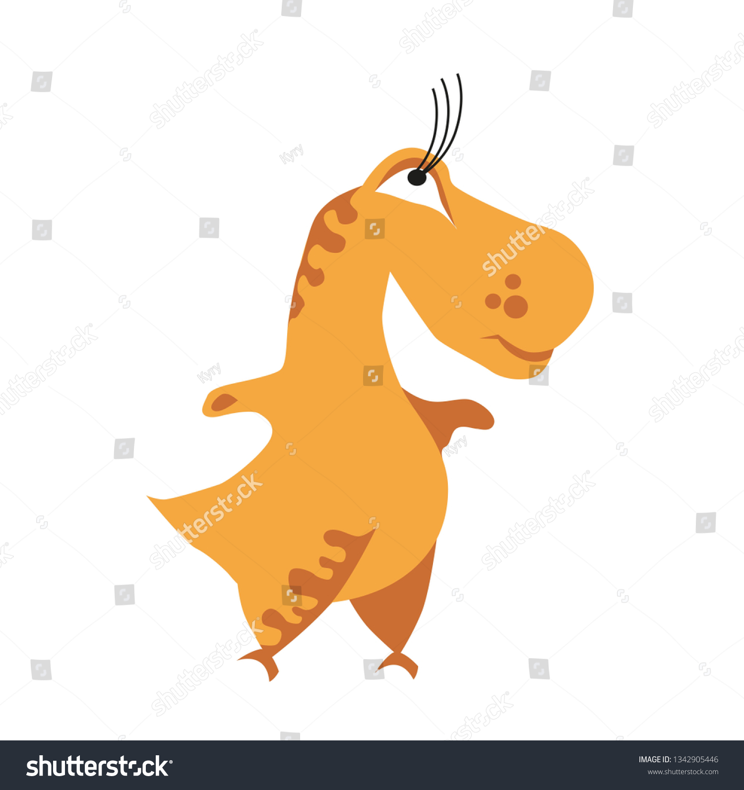 Cute Orange Dinosaur Cartoon Dino Vector Stock Vector Royalty Free 1342905446 4152