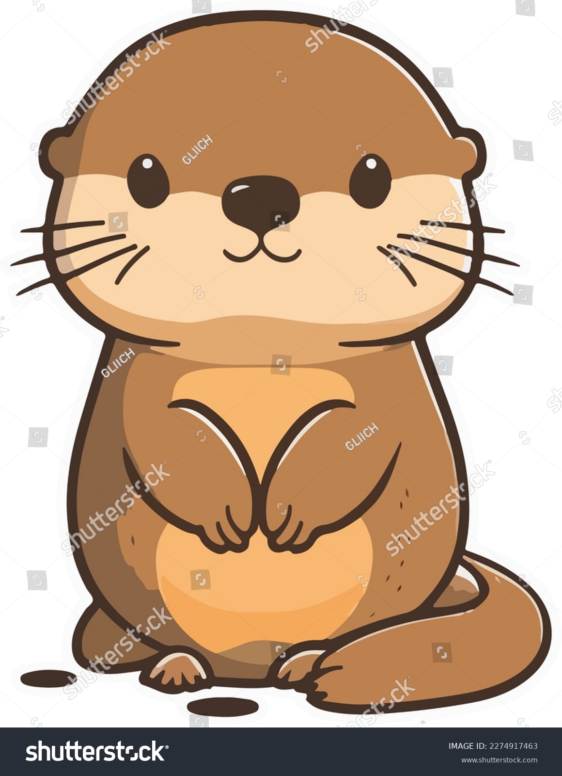 cute cartoon otter brown color smiling clip art preview